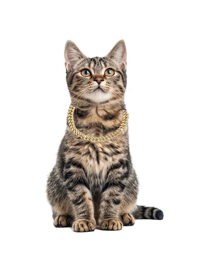 WeimoMonkey Dog Necklace, Gold Puppy Collar,Dog Chain Collars, Cuban Link Chain for Dogs Jewelry Diamond Metal Bling Choke 13mm Wide Pet for Small Medium Large Dogs Cats (8inch) - Image 3