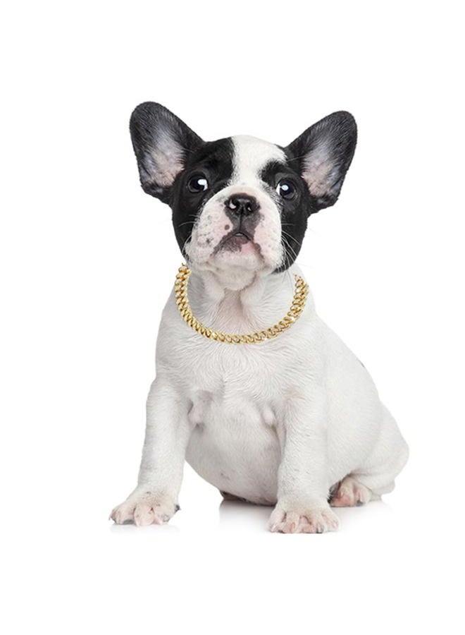 WeimoMonkey Dog Necklace, Gold Puppy Collar,Dog Chain Collars, Cuban Link Chain for Dogs Jewelry Diamond Metal Bling Choke 13mm Wide Pet for Small Medium Large Dogs Cats (8inch) - Image 2