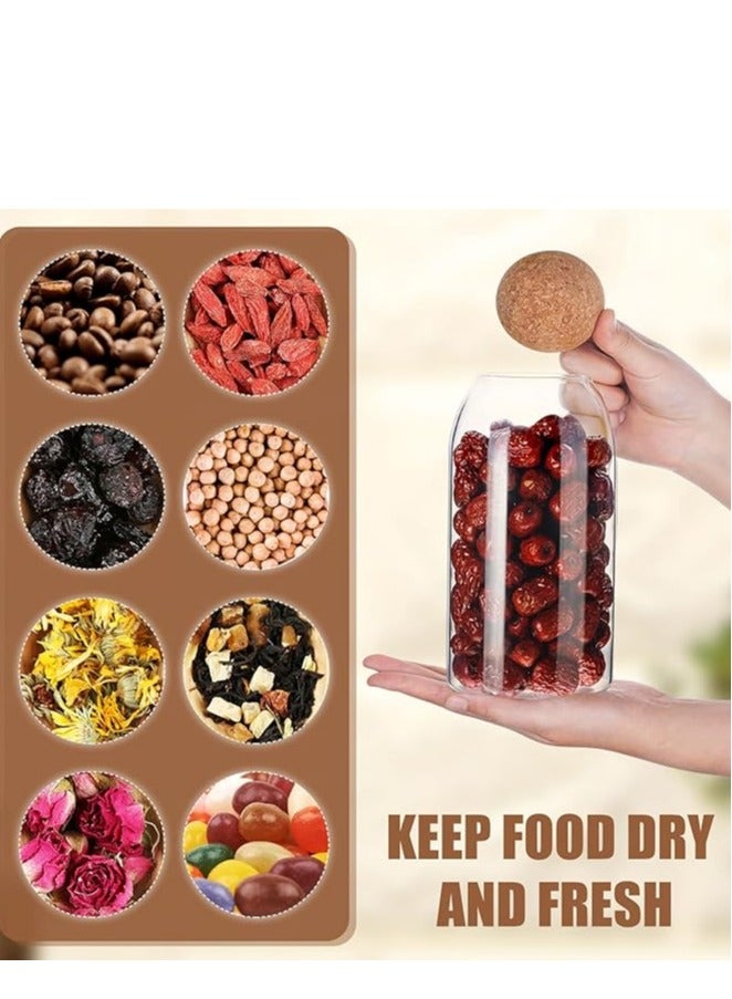 HOME ZONE 3 Pcs Cork Glass Jar Glass Bottle Sealed Jar Nut Storage Jar Coffee Bean Jar Glass Container with Ball Cork Round Glass Bottles with Cork Glass Canisters with Airtight Seal Wooden Lid (800 ML/ 27 Oz) - Image 4