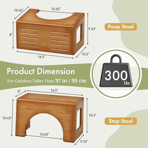 AmazerBath Toddler Toilet Step Stool 3in1 Bamboo Toilet Squat Stool for Adults 059 Thickness One Step NonSlip Baby Kids Potty Poop Stool for Bathroom Sink Counter Bedroom Closet 9 - Image 3