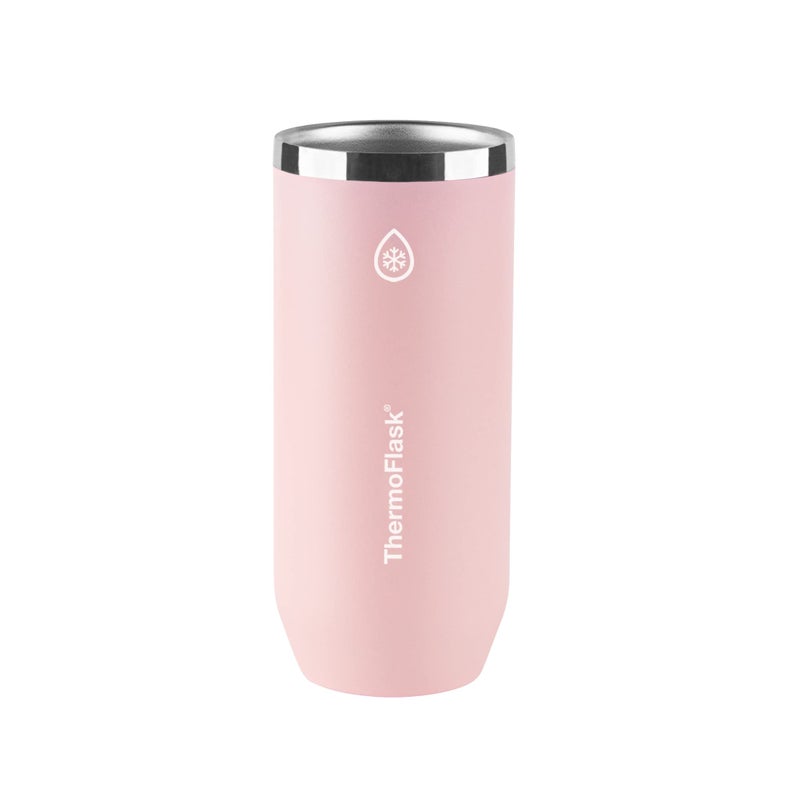 ThermoFlask Slim Can Cooler 2in1 Insulated Can Cooler Cup Durable Stainless Steel Cooler with NonSlip Base DishwasherSafe Beverage Can Cooler 12 oz Pink Salt