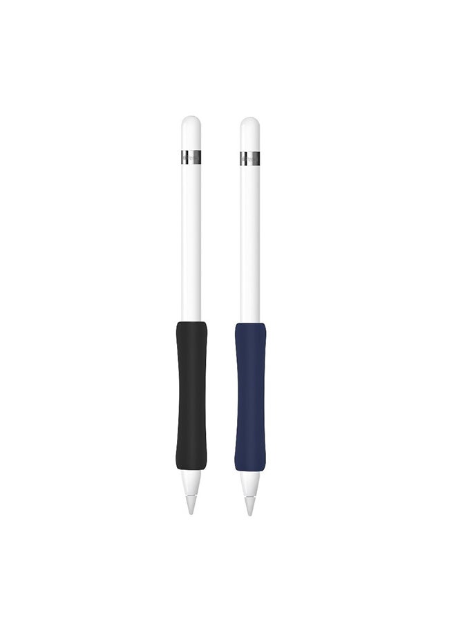 O Ozone Silicone Grip Holder (2 Pack) for Apple Pencil 2nd Generation Protective Pen Cover - Black & Dark Blue - Image 1