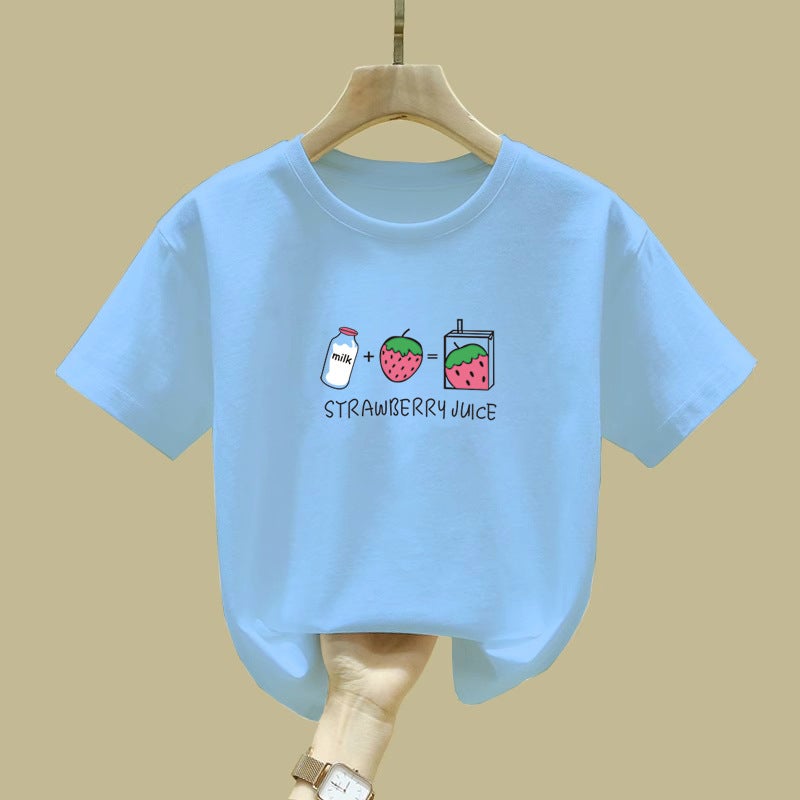 2058# Children'S Clothing Girls Cotton Short Sleeve T-Shirt 2025 Big Children'S Summer Boys Summer Coat Tide - Image 3