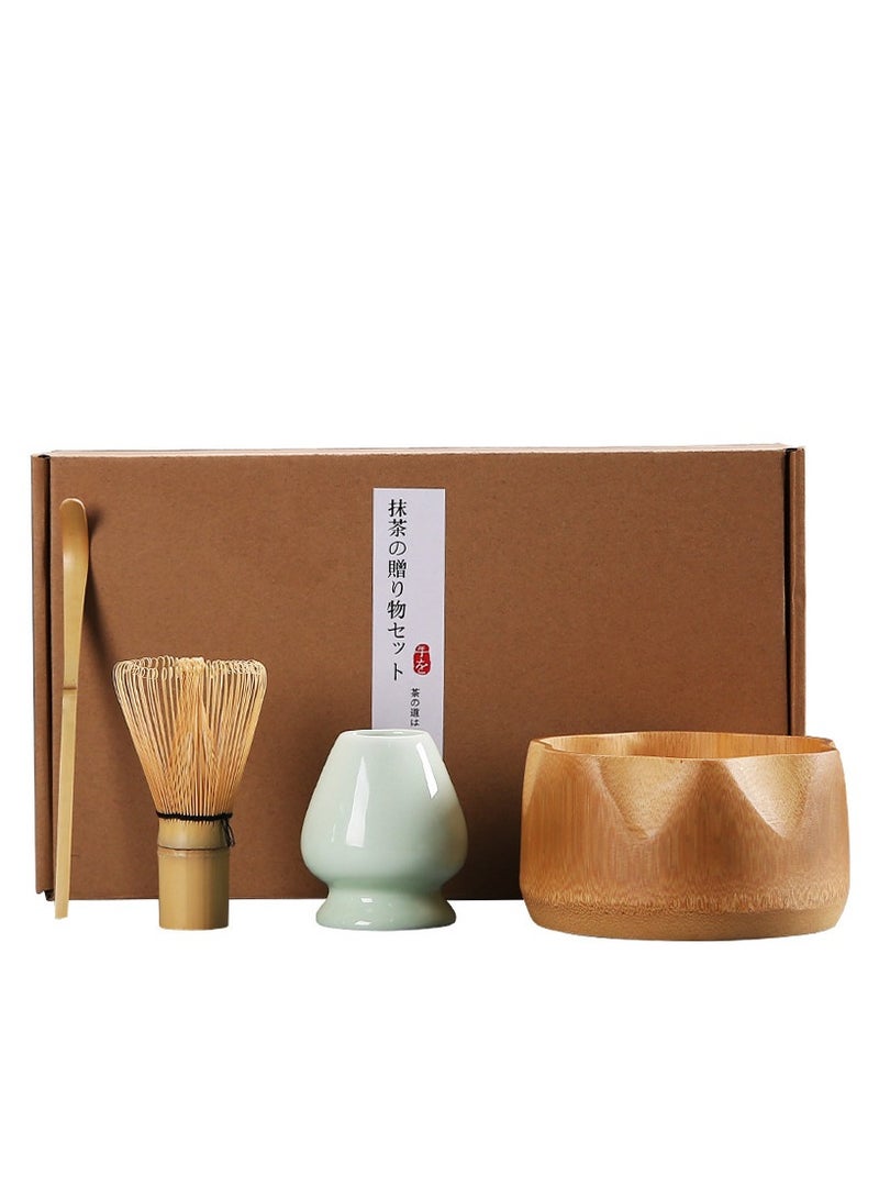 Matcha Set, Traditional Tea Service with Bamboo Bowl, Scoop, Prong Matcha Whisk and Holder, Made of Pure Natural Bamboo  - Image 1