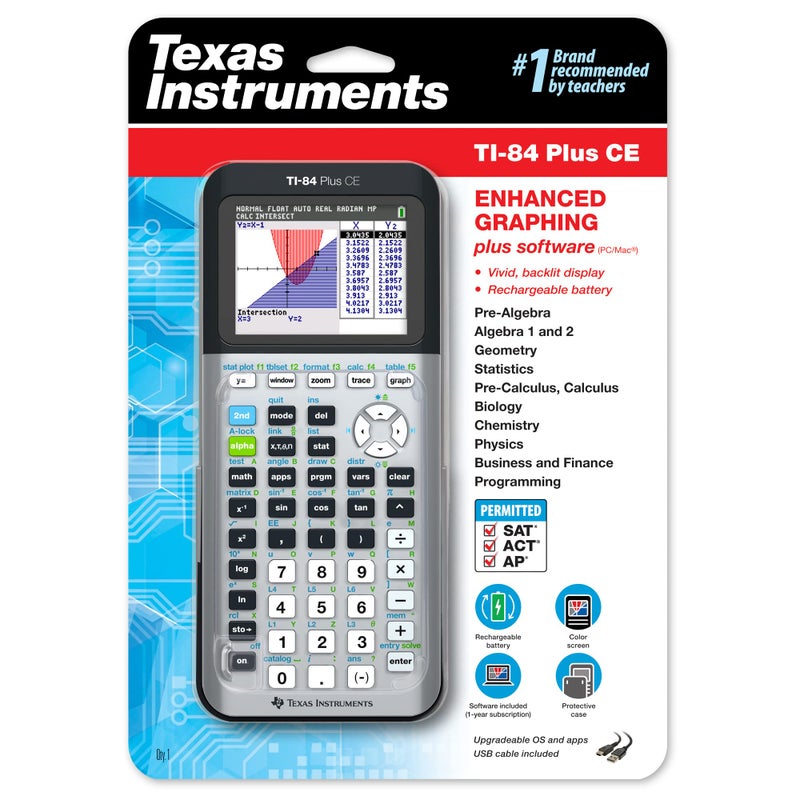 TEXAS INSTRUMENTS آلة حاسبة جرافيك ملونة من تكساس إنسترومنتس TI-84 بلس CE بايثون، رمادي مجرة (معدني) - Image 2