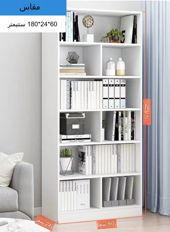 fashionhome Living Room Bookshelf Wooden Simple Student Versatile Storage Unit Display Book Case White 180x60x24 cm - Image 4