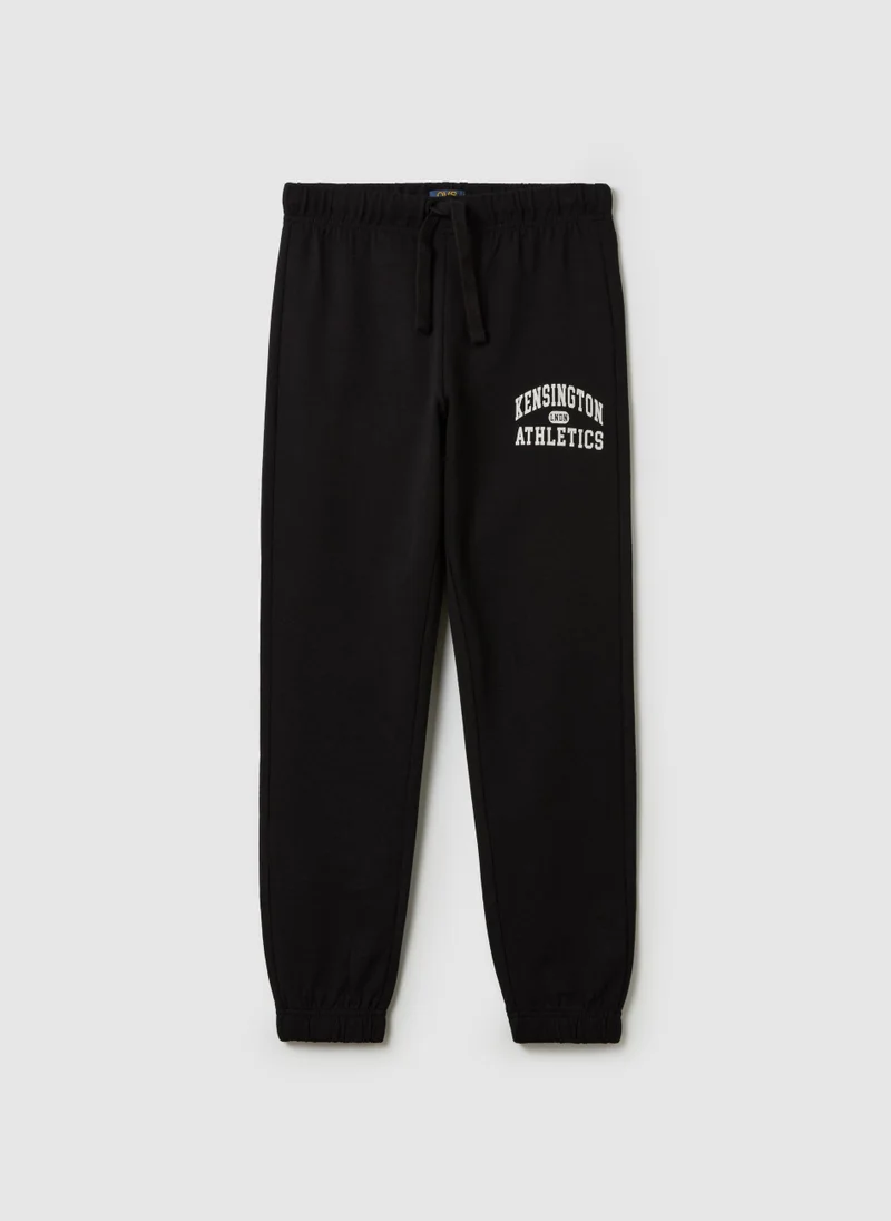 او في اس Fleece Joggers With Drawstring And Print