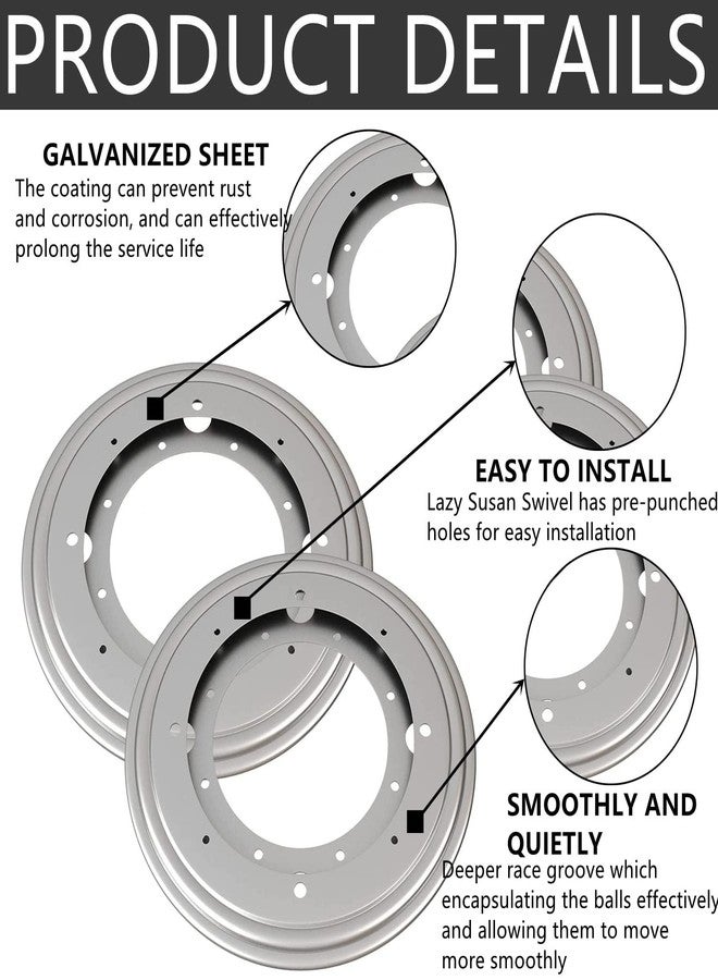 RHBLME 2 Pack Lazy Susan Hardware, 12 Inch 5/16 Thick Turntable Bearings, 1000lbs Load Capacity Heavy Duty Swivel Base for Rotating Table, Kitchen Cabinet - Image 3
