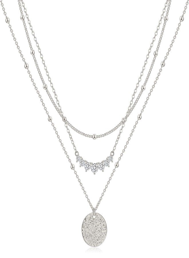 Kyerlyn Layered Silver Necklaces for Women, Stackable Stack Necklaces for Women Trendy Layering Circle Pendant Choker Chain Necklace Set Jewelry Gifts - Image 1
