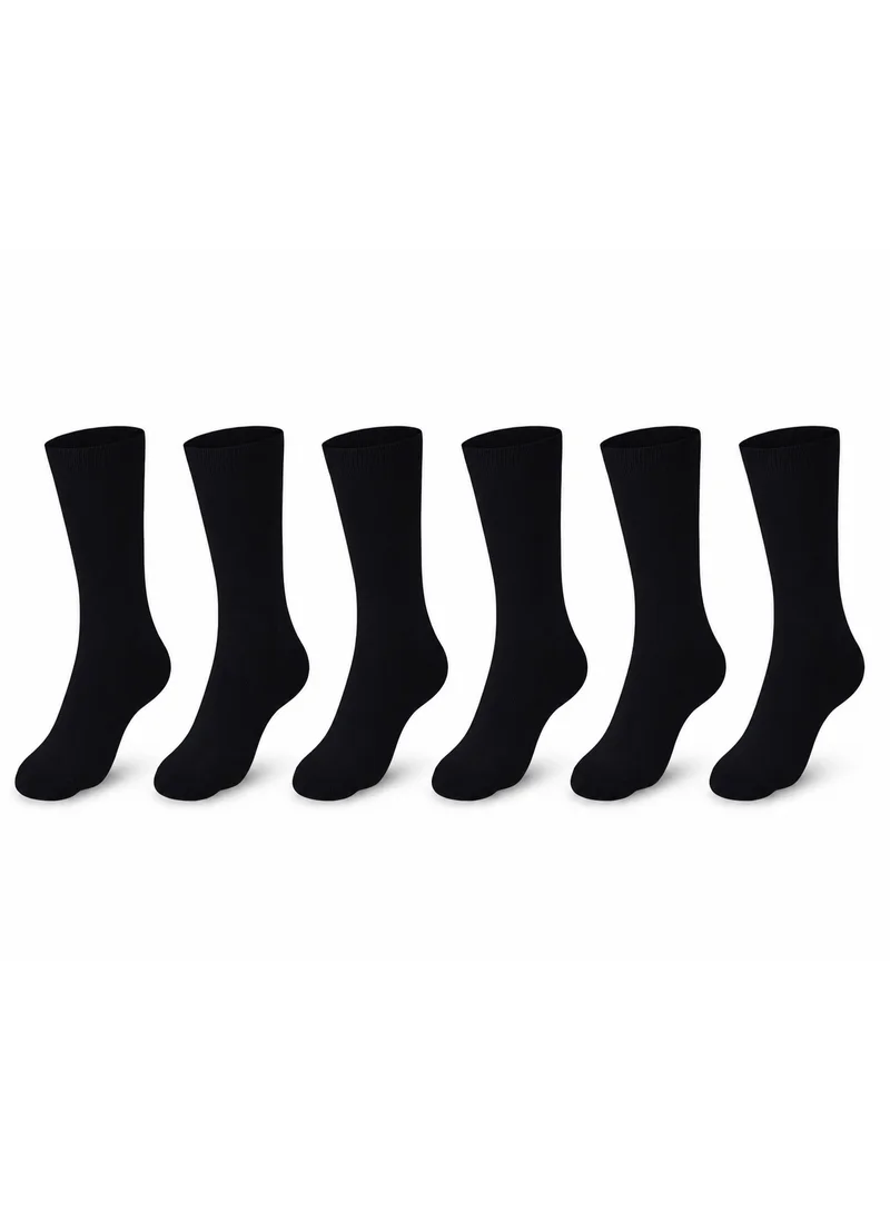Ampm Mens Cotton blended Business Formal Casual Socks (PACK OF 6) Ultra-Soft touch, Secure Gentle Grip, Reinforced stitch, Skin Friendly - BLACK