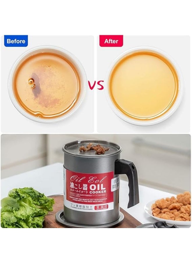 Generic - Oil Strainer - Oil Filter Pot (1.4L Capacity) with Dustproof Fine Mesh Lid and Non-Slip Dish Base, Easy Grip Handle, Suitable for Frying and Cooking Storage - Oil Grease Canister with Easy Grip Handle - Reliable Stainless Steel Kitchen Oil Filter Features Smart Frying Strainer and Leak-Proof Oil Storage Pot for Safe Home Oil Management - Oil Filter Pot - Image 1