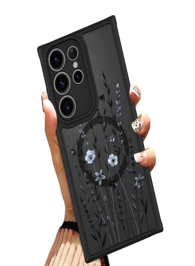 OOK Case for Samsung Galaxy S22 Ultra 6.8 Inch (Wireless Charging Compatible) Cute Floral Flowers Translucent Phone Cover Soft TPU + Hard PC Anti-Scratch Shockproof Magnetic Case for Women - Image 1