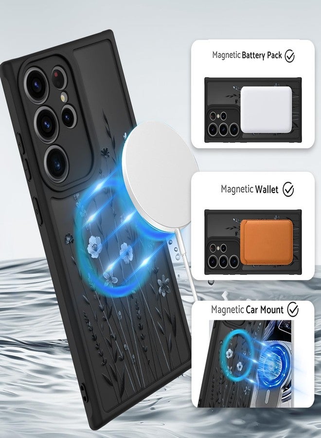 OOK Case for Samsung Galaxy S22 Ultra 6.8 Inch (Wireless Charging Compatible) Cute Floral Flowers Translucent Phone Cover Soft TPU + Hard PC Anti-Scratch Shockproof Magnetic Case for Women - Image 2