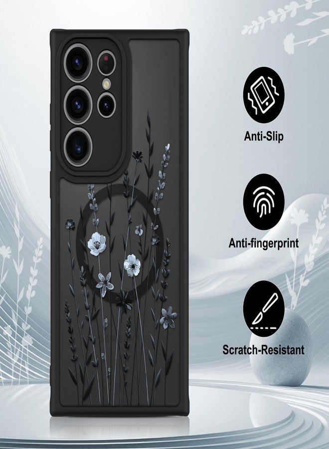 OOK Case for Samsung Galaxy S22 Ultra 6.8 Inch (Wireless Charging Compatible) Cute Floral Flowers Translucent Phone Cover Soft TPU + Hard PC Anti-Scratch Shockproof Magnetic Case for Women - Image 5