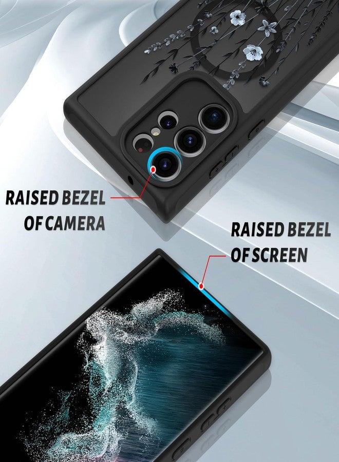 OOK Case for Samsung Galaxy S22 Ultra 6.8 Inch (Wireless Charging Compatible) Cute Floral Flowers Translucent Phone Cover Soft TPU + Hard PC Anti-Scratch Shockproof Magnetic Case for Women - Image 3