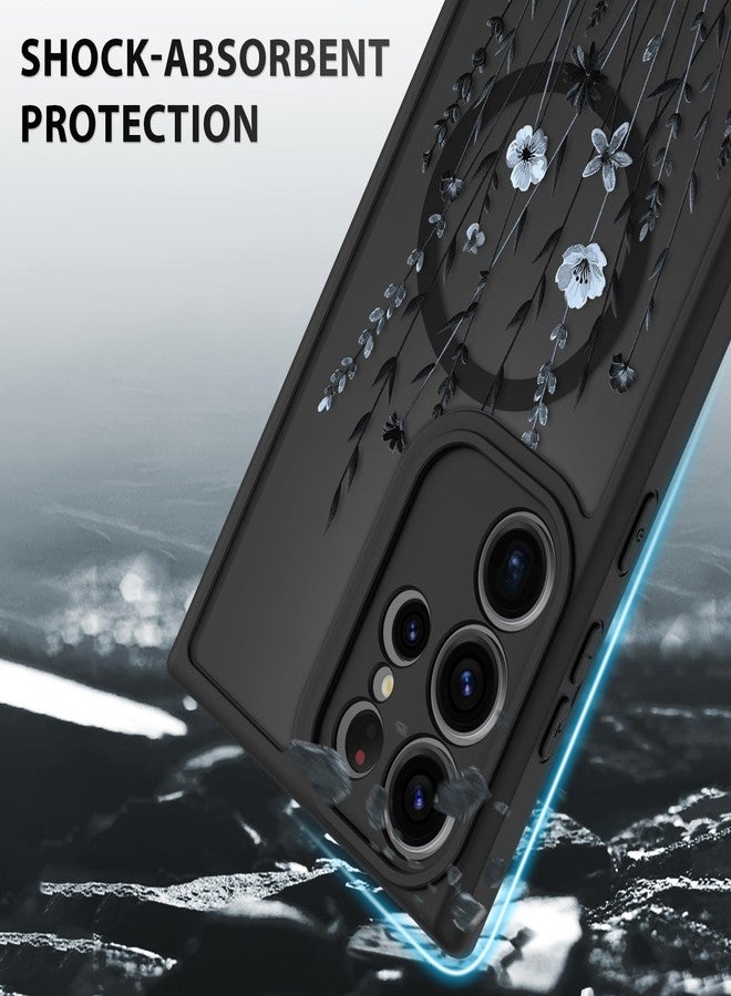 OOK Case for Samsung Galaxy S22 Ultra 6.8 Inch (Wireless Charging Compatible) Cute Floral Flowers Translucent Phone Cover Soft TPU + Hard PC Anti-Scratch Shockproof Magnetic Case for Women - Image 4