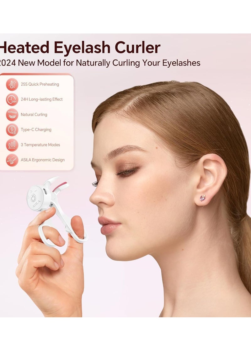 Heated Eyelash Curlers, C-Shaped Natural Curling, Fast Heat up Within 10s, 24 Hours Long Lasting, Rechargeable Electric Eyelash Curler with Type-C, Anti-Burn Mini Lash Curler, White - pzsku/Z4250780FF6F33EFC7FB4Z/45/_/1735905489/5c77af94-3ccb-405b-9e73-dcb2228796b0