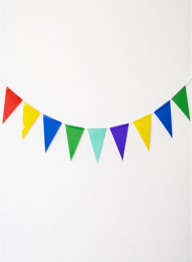 Party Time Multicolor Plastic Pennant Banner | Triangular Hanging Party Decoration for Events & Celebrations - Image 1