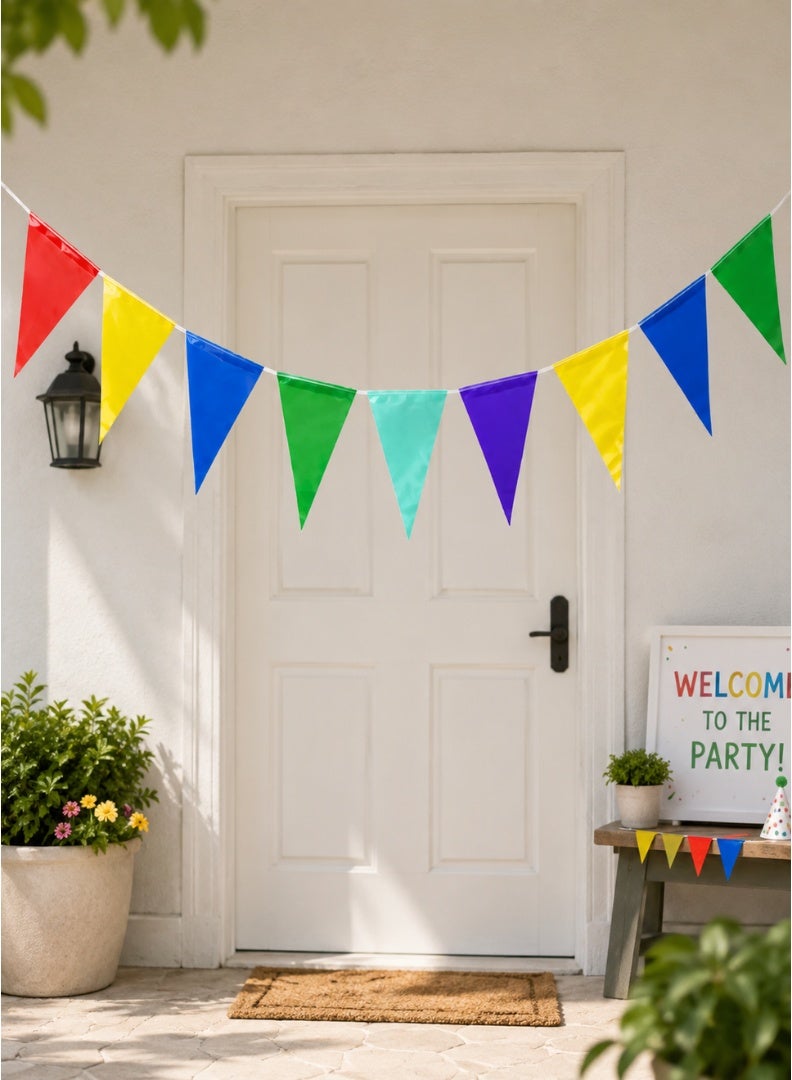 Party Time Multicolor Plastic Pennant Banner | Triangular Hanging Party Decoration for Events & Celebrations - Image 5