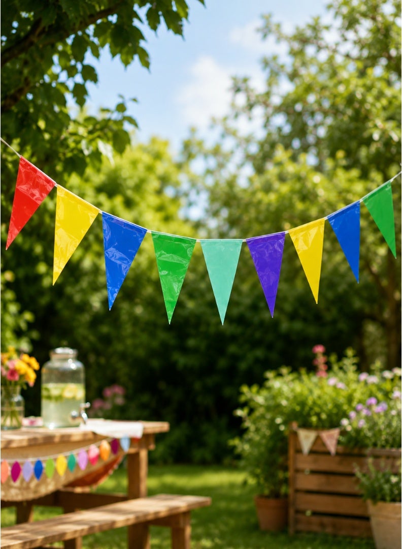 Party Time Multicolor Plastic Pennant Banner | Triangular Hanging Party Decoration for Events & Celebrations - Image 4