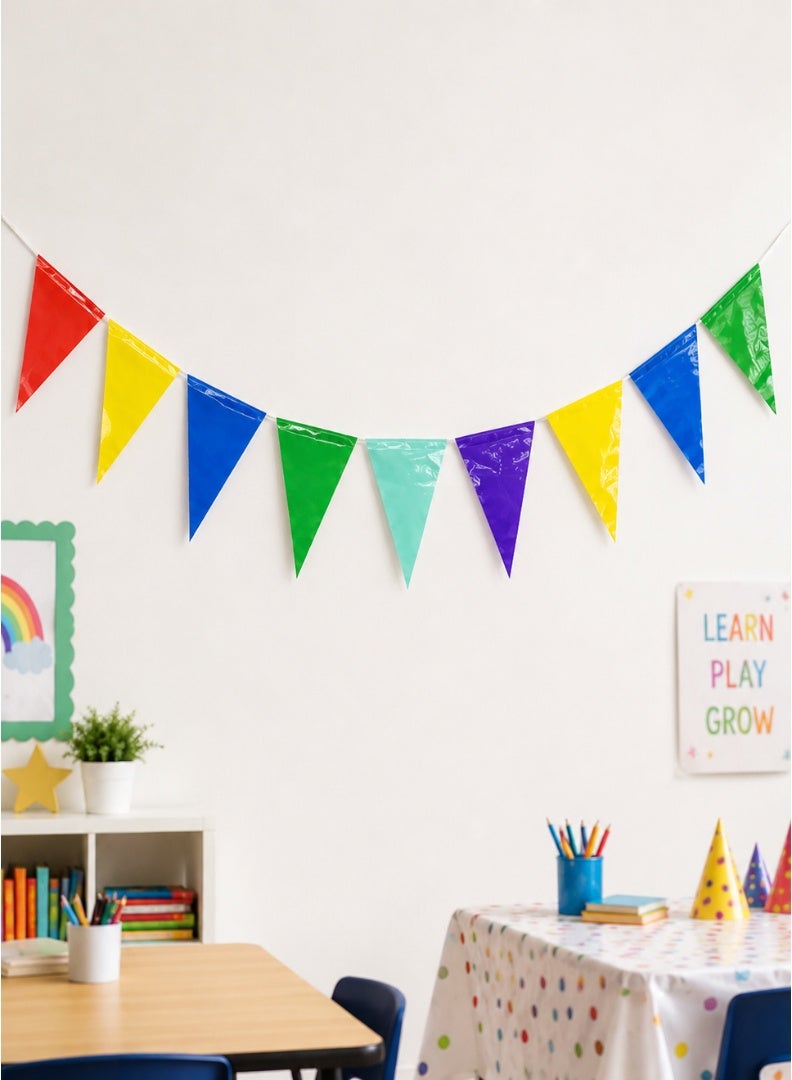 Party Time Multicolor Plastic Pennant Banner | Triangular Hanging Party Decoration for Events & Celebrations - Image 3