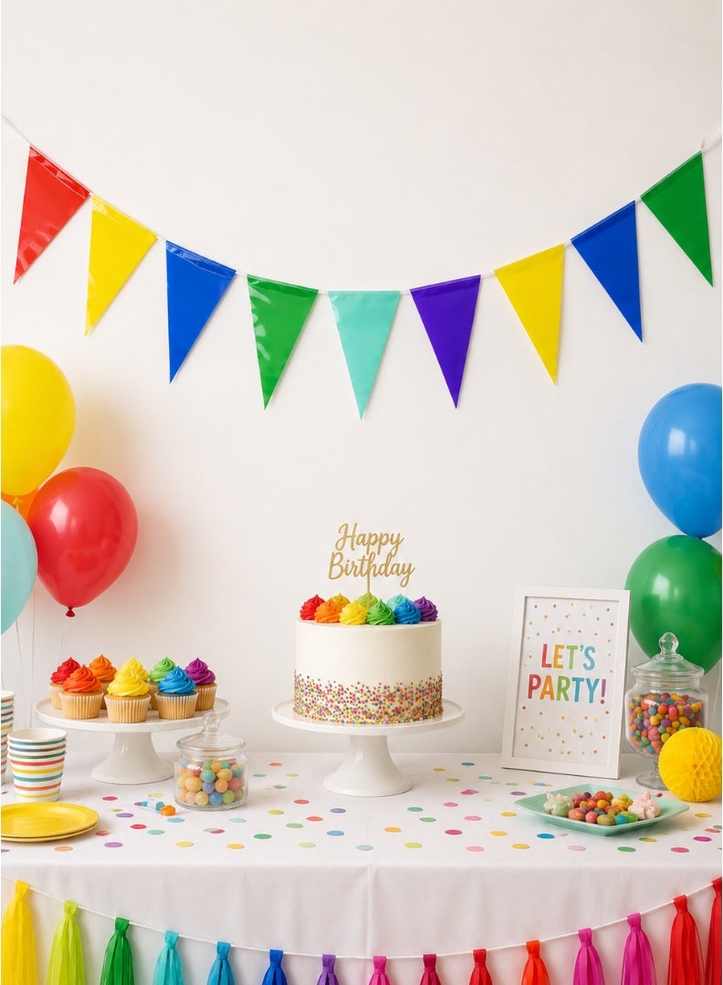 Party Time Multicolor Plastic Pennant Banner | Triangular Hanging Party Decoration for Events & Celebrations - Image 2