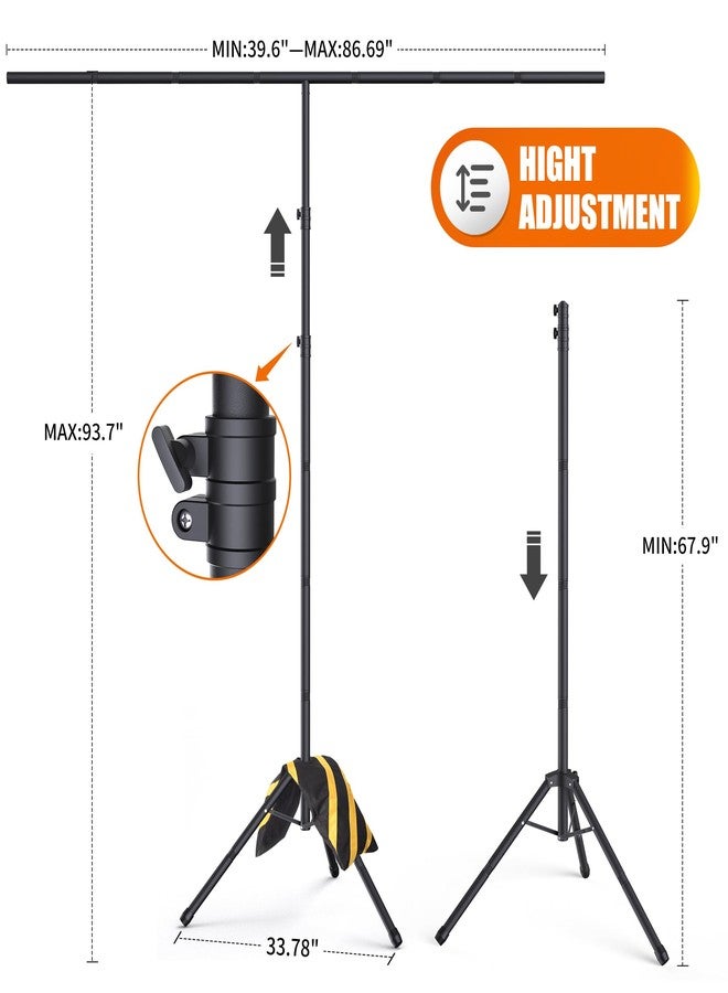 Forlogic T-Shaped Backdrop Stand Kit 8×7.2ft Adjustable Telescopic Photography Backdrop Stand (8×7.2Ft) - Image 2