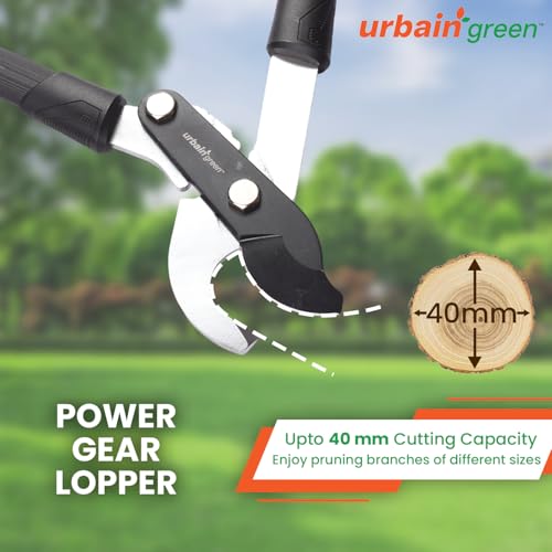 Urbain Green Professional Bypass Lopper by Sharpex with Compound Action, Telescopic Aluminum Handle, 40mm Cutting Capacity, Ideal for Heavy-Duty Garden Pruning and Tree Trimming (Black) - Image 3