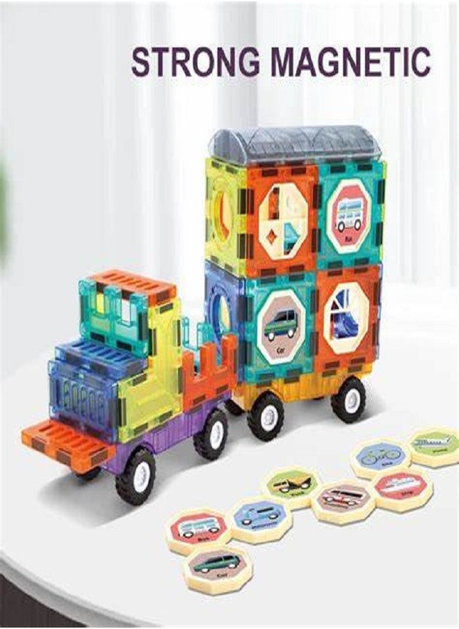 3D magnetic building blocks for children of 41 pieces, fun and educational educational games for children boys and girls from 3-10 years old (multicolored) (light magnetic cube 41 pieces)  - Image 2