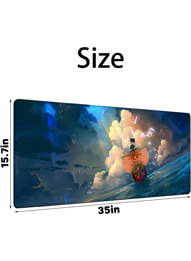 مغطى الفأر من أنيمي ناروتو، مغطى مكتب لعب كبير، 35.5 × 15.7 بوصة، أزرق، قماش (ليكرا) - Image 3