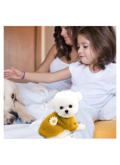 Y&D Small Dog Sweater Cute Yellow Daisy Plush Clothes for Dogs Warm Coat Winter Cloth Puppy Soft Short Medium (Yellow Daisy)  - Image 5
