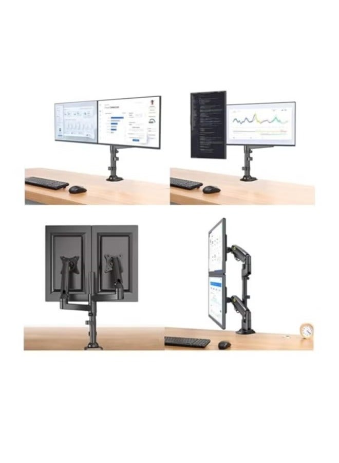 NB Dual Screen Desktop Mount for 22" - 32" Monitors - Adjustable Monitor Arm in Black, VESA Compatible, Tilt, Swivel & Rotate Function for Ergonomic Viewing, Desk Clamp/Wall Mount Options, Heavy-Duty Design - Image 3