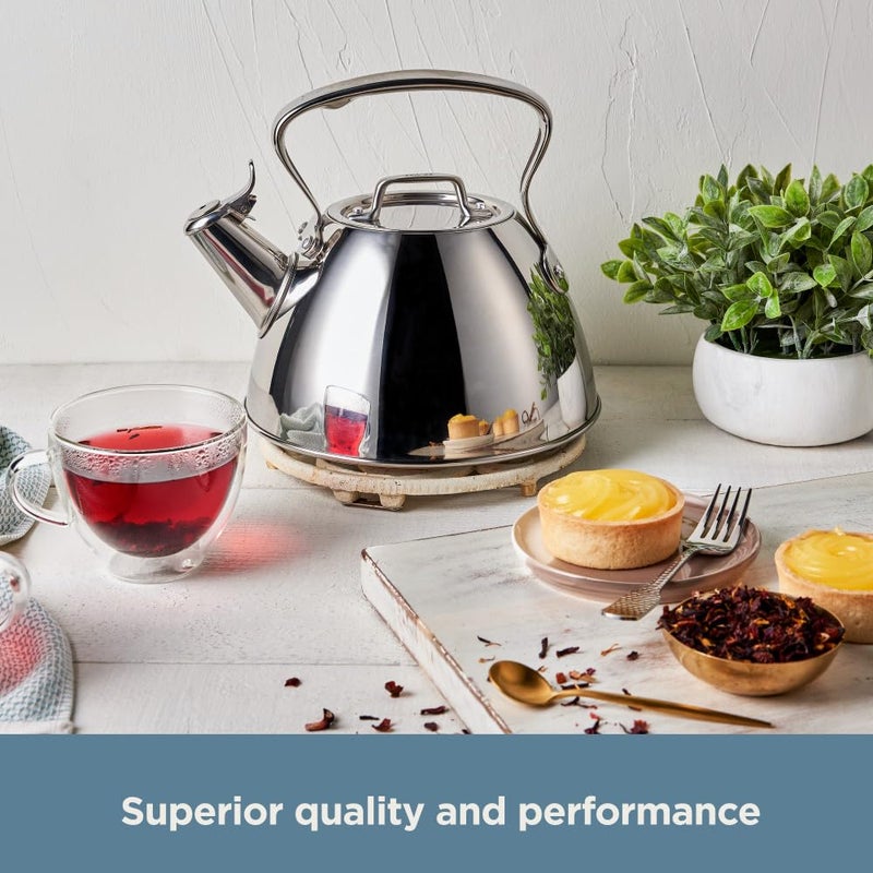 All-Clad All-Clad Specialty Stainless Steel Tea Kettle 2 Quart Induction Pots and Pans, Cookware Silver  - Image 4