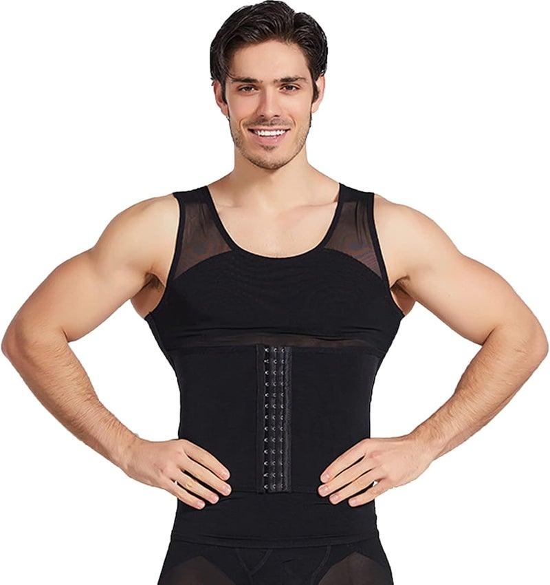 klarako Men Slimming Body Shaper, Men Slimmer Vest Comfortable Slimmer Compression Vests Nylon Breathable Vest Top (Black) - Image 1
