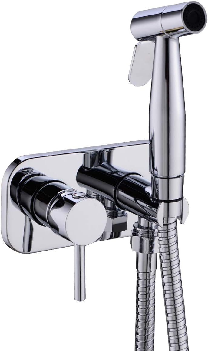 TRUSTMI Toilet Concealed Hot and Cold Bidet Spray Set, Brass Hand Held Warm Water Sprayer Shattaf,Chrome - Image 1