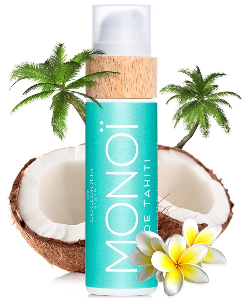 COCOSOLIS MONOI Tanning Accelerator  Organic Tanning Oil with Vitamin E  Monoi de Tahiti Oil for a Fast Intensive Tan  Tanning Enhancer for a Chocolate Tan  Nourishing Body Lotion 372