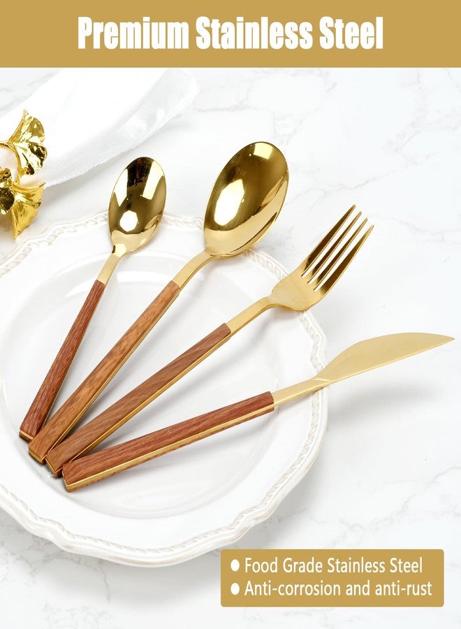 LYFJXX Golden Silverware Set, 24 Piece Flatware Cutlery Set for 6, 18/10 Stainless Steel Silverware, Gold Cutlery Set Utensils Set, Tableware Include Forks Knives Spoons - Image 3