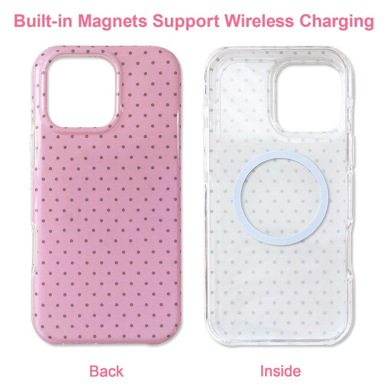 EYZUTAK Magnetic for iPhone 16 Pro Max Case Compatible with MagSafe, Fashion Cute Polka Dot Phone Case Simple Chic Aesthetic Polka Dot Pattern Slim TPU Protective Cover for Women Girls - White - Image 2