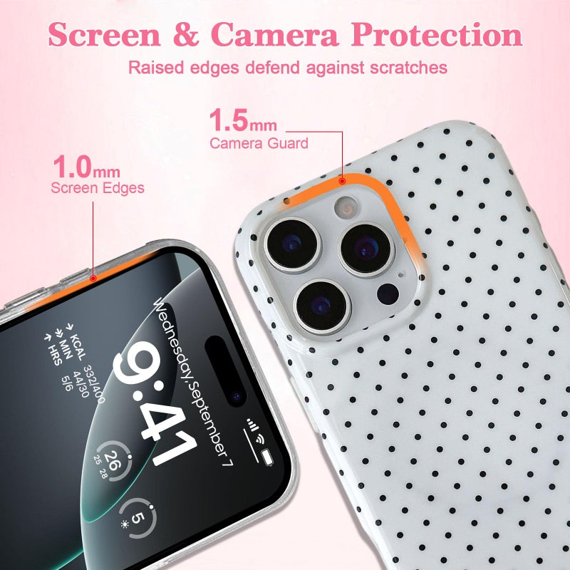 EYZUTAK Magnetic for iPhone 16 Pro Max Case Compatible with MagSafe, Fashion Cute Polka Dot Phone Case Simple Chic Aesthetic Polka Dot Pattern Slim TPU Protective Cover for Women Girls - White - Image 5
