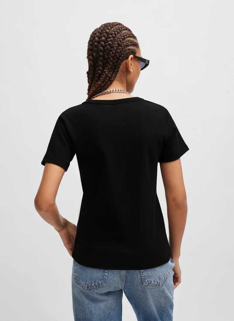 هوجو Cotton-blend T-shirt with embroidered stacked logo