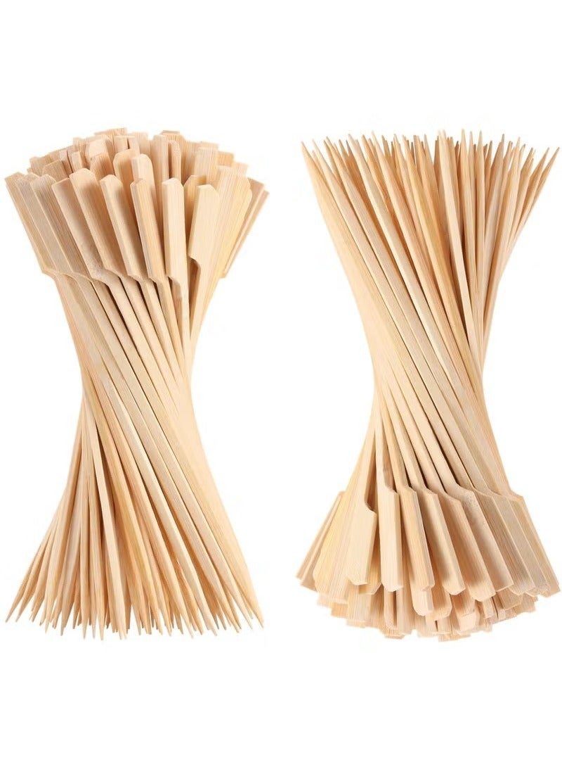 Unewshi 200 PCS Bamboo Skewers for Appetizers, 12cm Toothpicks, Picks for Drinks, Fruit Kababs, Sausage, Barbecue Snacks, Natural Wooden Paddle Skewer Mini Food Sticks, Charcuterie Accessories (Beige) - Image 2