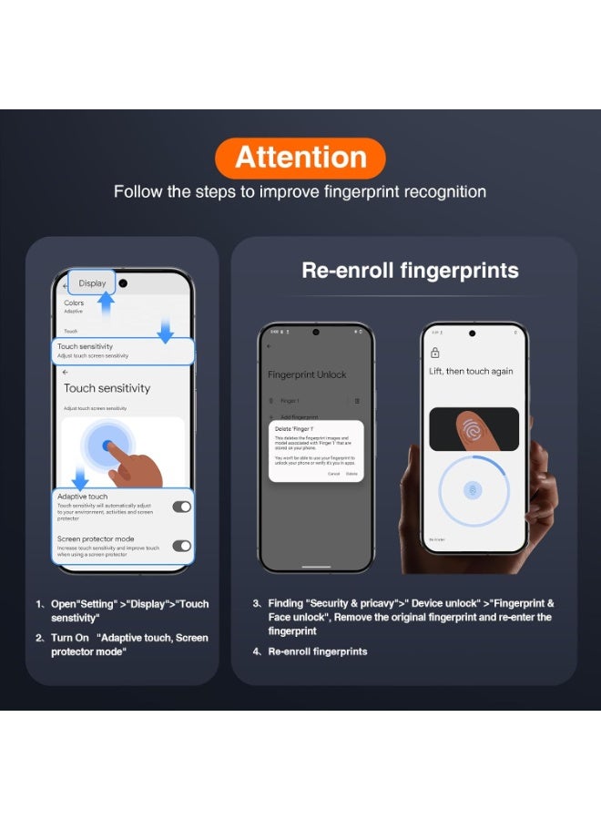 عبوة 2 لحماية شاشة جوجل بيكسل 10 [نسخة جديدة] تدعم فتح بصمة الإصبع، زجاج مقسى HD 9H لشاشة بيكسل 10، مقاوم للخدوش، خالي من الفقاعات - Image 3