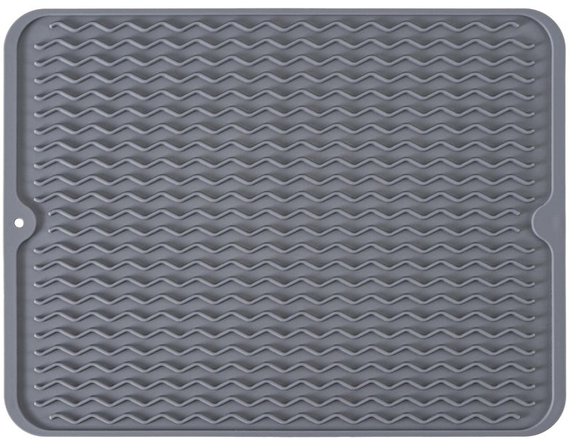 Silicone Dish Drying Mat NonSlip Easy Clean Sink Mat Large Heatresistant Dish Drainer Mat for Kitchen Counter Sink Refrigerator or Drawer liner 16 x 12 GREY