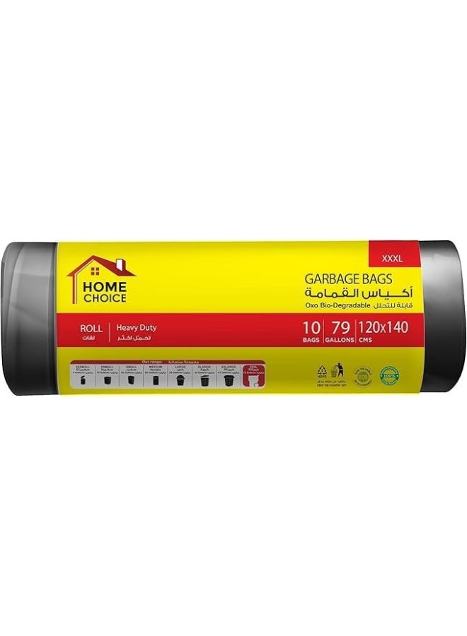 HOME CHOICE 79 Gallons, Heavy Duty Bio-degradable Garbage Bags Roll, Size 120*140 cm , Pack of 10 Trash Bags, Bin Liners  - Image 2