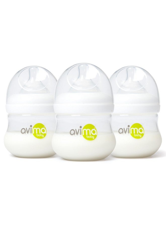 Avima Baby 4 oz Anti Colic Baby Bottles for Breastfed Babies - Slow Flow Nipples, Wide Neck Bottle, BPA Free - Newborn 0-3 Months, Stage 1 (Set of 3) - Image 1
