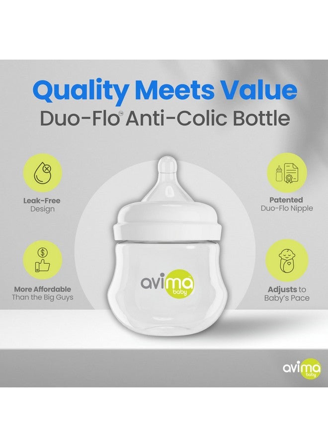Avima Baby 4 oz Anti Colic Baby Bottles for Breastfed Babies - Slow Flow Nipples, Wide Neck Bottle, BPA Free - Newborn 0-3 Months, Stage 1 (Set of 3) - Image 5