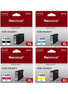 NexNova Ink Cartridge Compatible For Canon Pgi 1400Xl Set High Yield 4 Pack Black Cyan Magenta Yellow Pgi 1400 Xl Guaranteed Compatibility With Maxify Mb2140 Mb2340 Mb2740 Mb2040  - Image 1