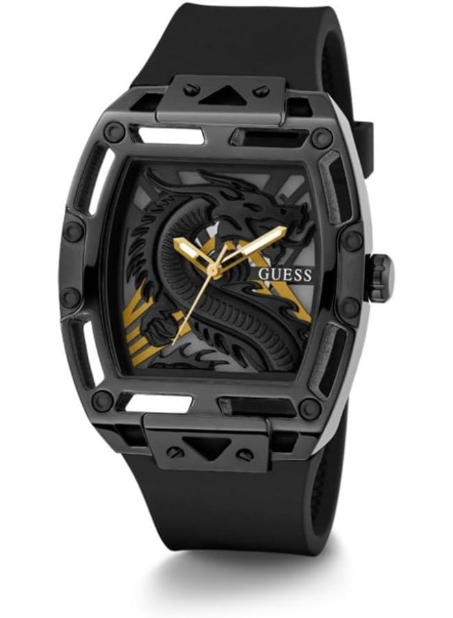 GUESS Men's 44mm Watch with Black Strap, Black Dial, and Black Case - Image 5