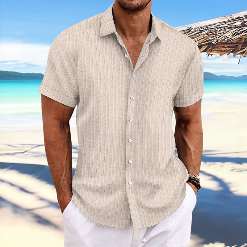 Men'S Short-Sleeved T-Shirt Loose Undershirt Pure Color Short-Sleeved Cotton And Linen Shirt Men'S Beach Large Size Men'S Short-Sleeved Shirt - Image 3