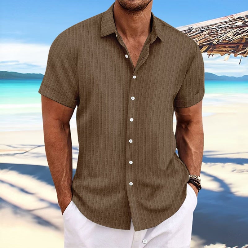 Men'S Short-Sleeved T-Shirt Loose Undershirt Pure Color Short-Sleeved Cotton And Linen Shirt Men'S Beach Large Size Men'S Short-Sleeved Shirt - Image 4
